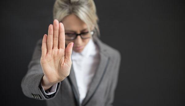 Depressed lady with hand outstretched